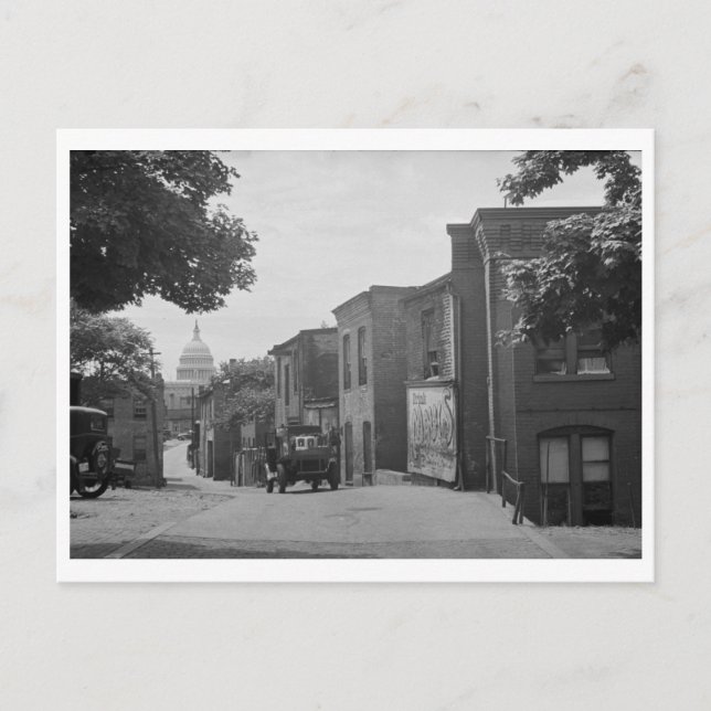 Slums nära Huvudstad, Washington, D.C. 1935 Vint Vykort (Framsida)