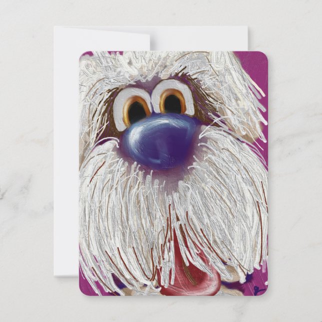 Slurpy Happy Eager Dog Oil Painted Notecard Anteckningskort (Framsida)