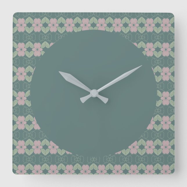 Sluss i Teal och Faded Ro Fyrkantig Klocka (Framsida)