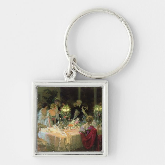 Slut 1913 fyrkantig silverfärgad nyckelring (Framsidan)