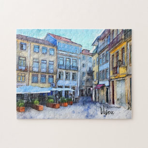Slut på Cafe Viseu Portugals vykort Pussel