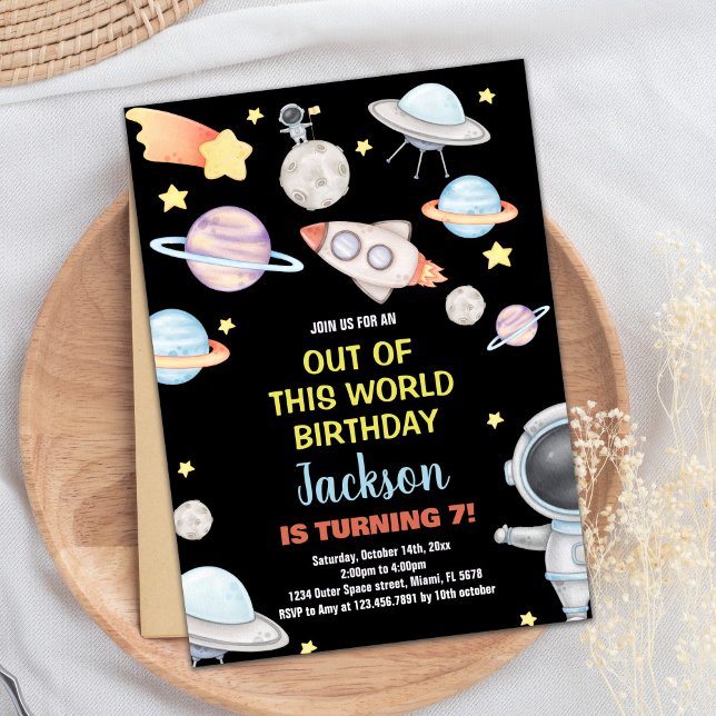Slut på den här världsfödelsedag inbjudningar (Out of this world birthday Birthday Invitations)
