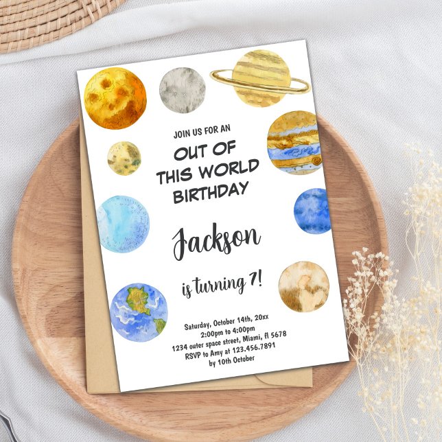 Slut på den här världsfödelsedagsinbjudan inbjudningar (Out of this world birthday Invitations)