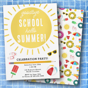 Slut på Hej Sommar Kids Party Inbjudningar