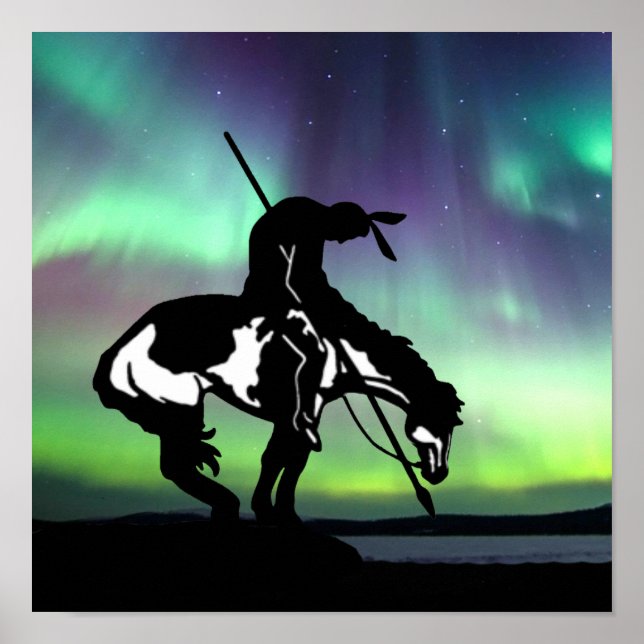 Slut på järnvägen Silhouette med norra Ljus Poster (Framsidan)