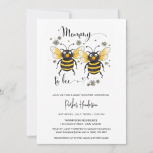 Slut på Mamma till Bee Baby Shower-inbjudan Inbjudningar