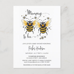 Slut på Mamma till Bee Baby Shower-inbjudan Vykort