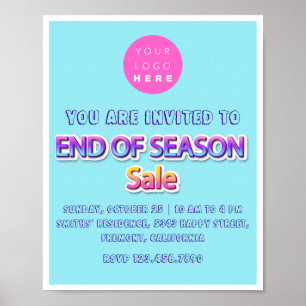 Slut på säsong Sale Rosa Logotyp Garage Yard Blue Poster