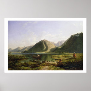 Slut på Sjö Genève, 1835 (olja på arbetsyta) Poster