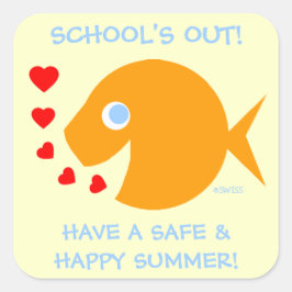 Slut på skolårets lärarstift fyrkantigt klistermärke