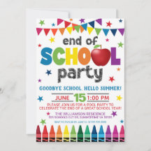 Slut på skolparty inbjudan, sommar examen 