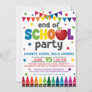 Slut på skolparty inbjudan, sommar examen inbjudningar