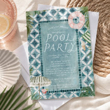Slut på sommaren poolparty inbjudan