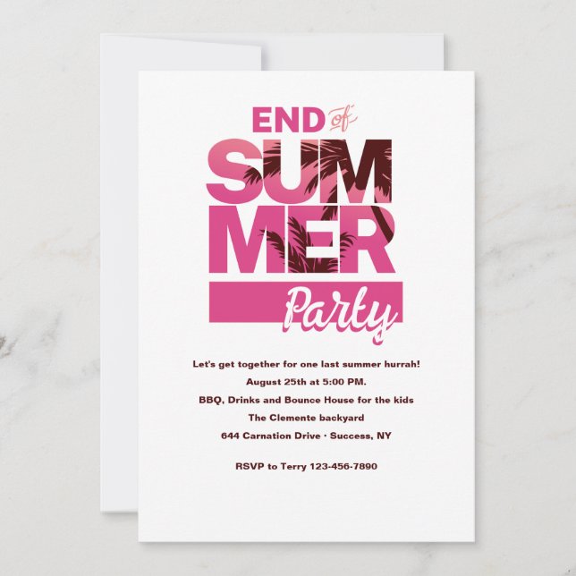 Slut på sommarpartsinbjudan inbjudningar (Framsida)