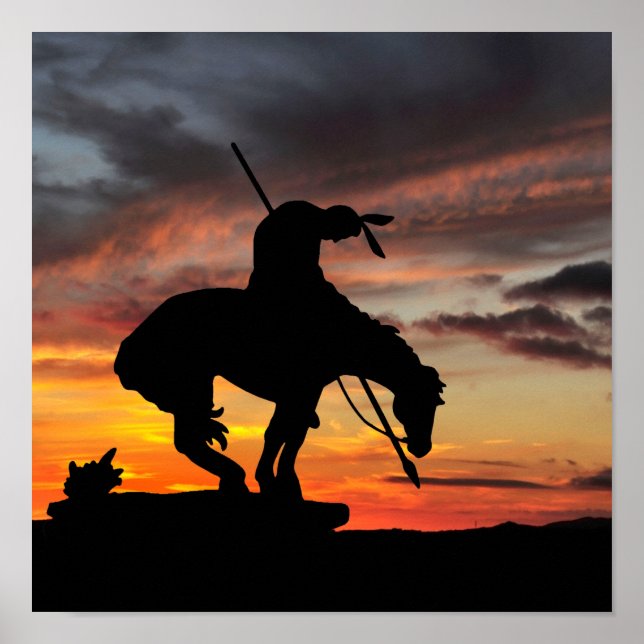 Slut på spåret Silhouette med solnedgång Poster (Framsidan)