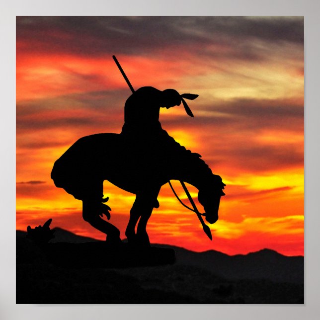 Slut på spåret Silhouette med solnedgång Poster (Framsidan)