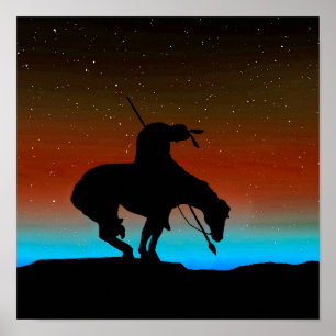 Slut på spårsihouette med nattlig Himlar-Poster Poster