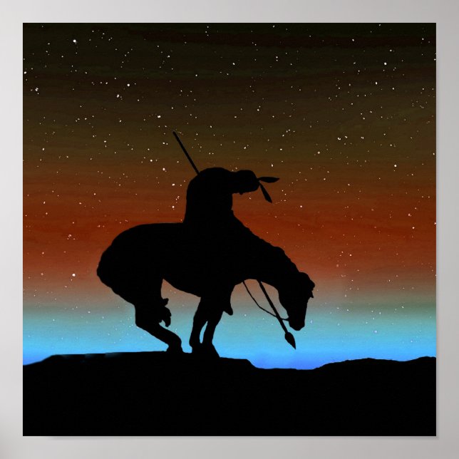 Slut på spårsihouette med nattlig Himlar-Poster Poster (Framsidan)