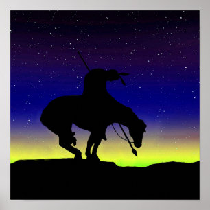 Slut på spårsihouette med nattlig Himlar-Poster Poster