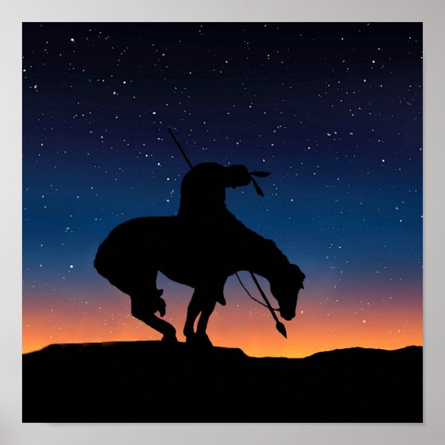 Slut på spårsihouette med nattlig Himlar-Poster Poster (Framsidan)