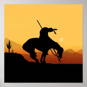 Slut på spårsihouette vid solnedgången Poster