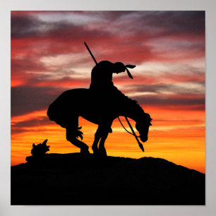 Slut på spårsihouette vid solnedgången Poster