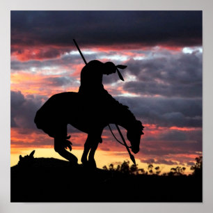 Slut på tåget Silhouette med solnedgång Poster