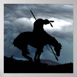 Slut på trail Silhouette med stormmoln Poster