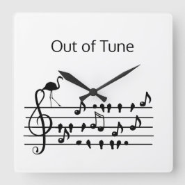 Slut på Tune Flamingo gående med sångfåglar Fyrkantig Klocka