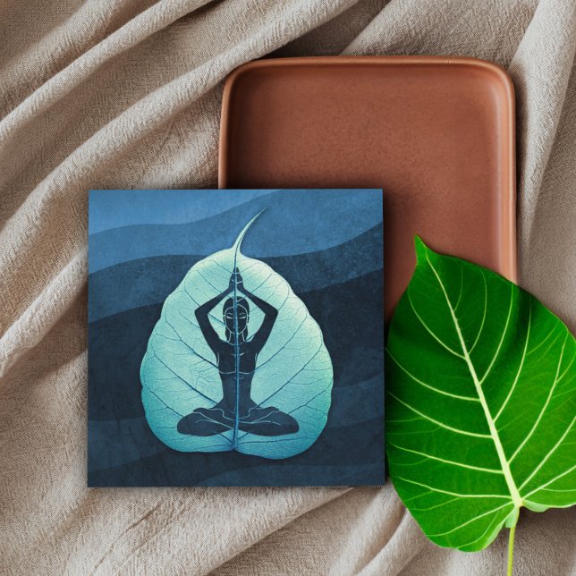 Slut på YOGA-instruktör Meditation Pose Bodhi Löv Fyrkantigt Visitkort (Skapare uppladdad)