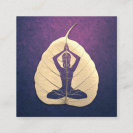 Slut på YOGA-instruktör Meditation Pose Bodhi Löv Fyrkantigt Visitkort