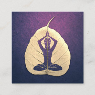 Slut på YOGA-instruktör Meditation Pose Bodhi Löv Fyrkantigt Visitkort
