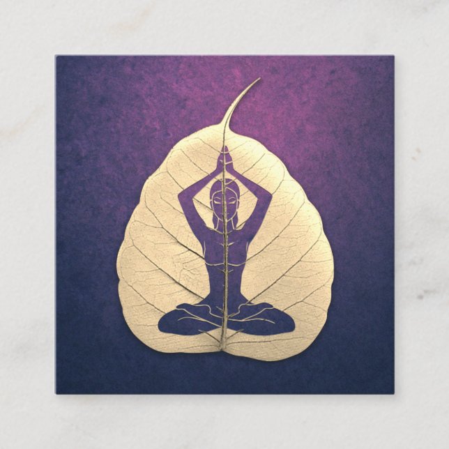 Slut på YOGA-instruktör Meditation Pose Bodhi Löv Fyrkantigt Visitkort (Framsida)