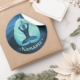 Slut på YOGA-instruktör Meditation Pose Bodhi Löv Runt Klistermärke