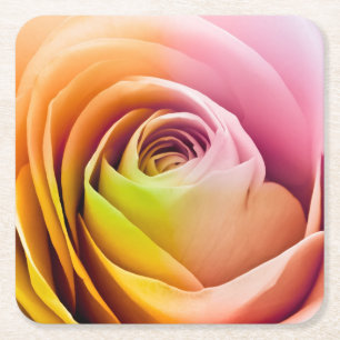 Slut upp av färgrika rosa Petals Underlägg Papper Kvadrat