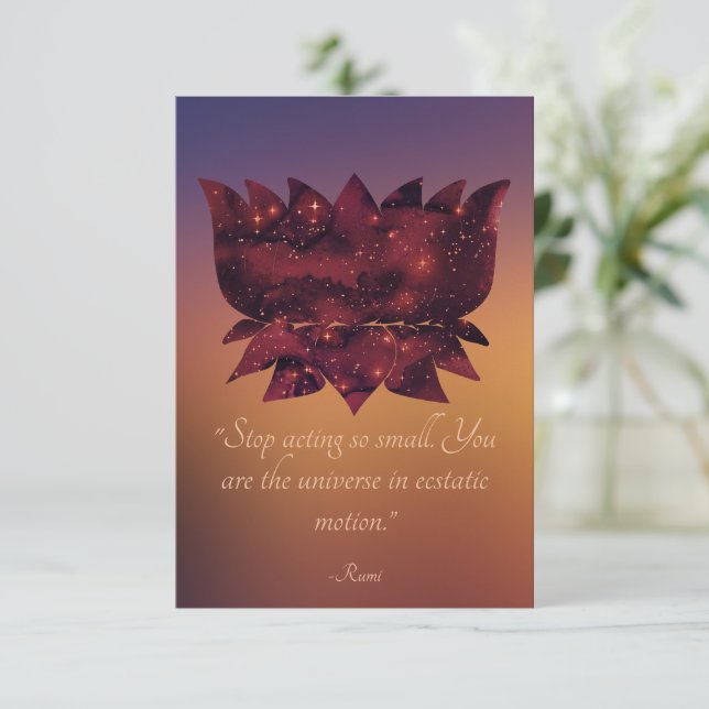 Sluta agera som liten rumi citat Celestial Lotus Kort (Stående Fram)