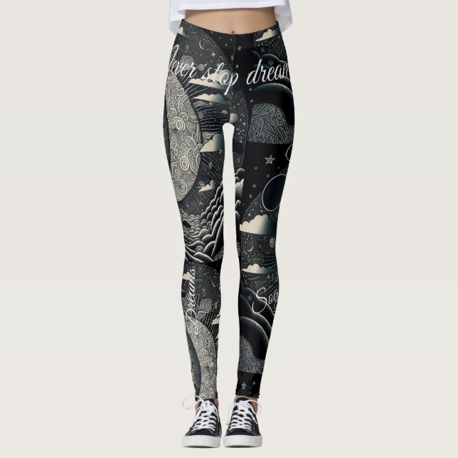 Sluta aldrig drömma, lunas y estrellas leggings (Framsida)