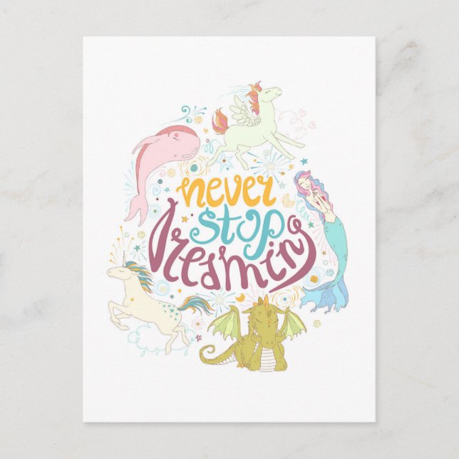 Sluta aldrig drömma vykort (Framsida)