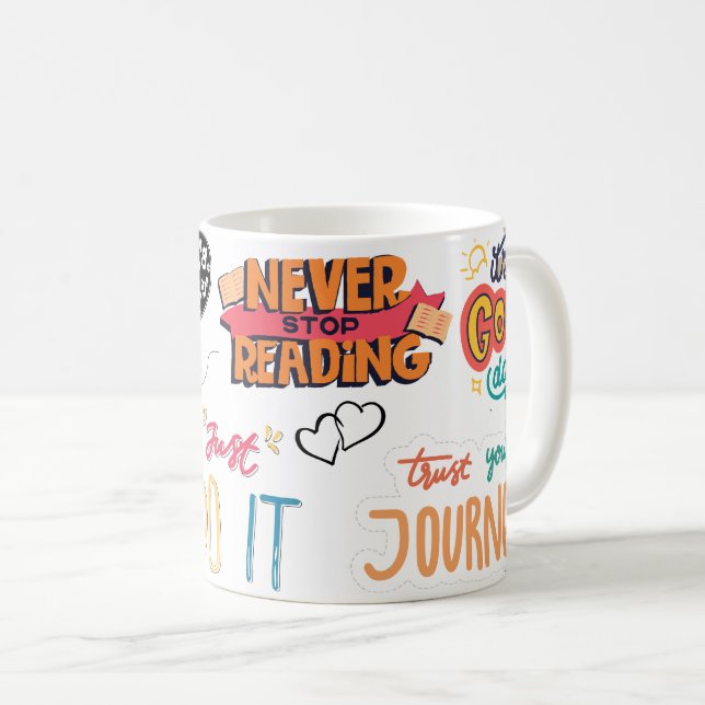 sluta aldrig läsa, bara gör det kaffemugg (Framsida höger)