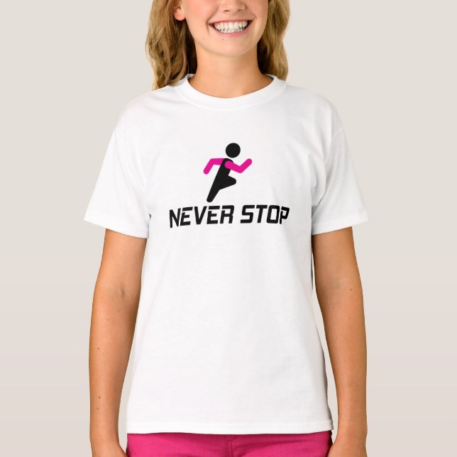 Sluta aldrig motivationsdesign för den hårt arbeta t shirt (Framsida)