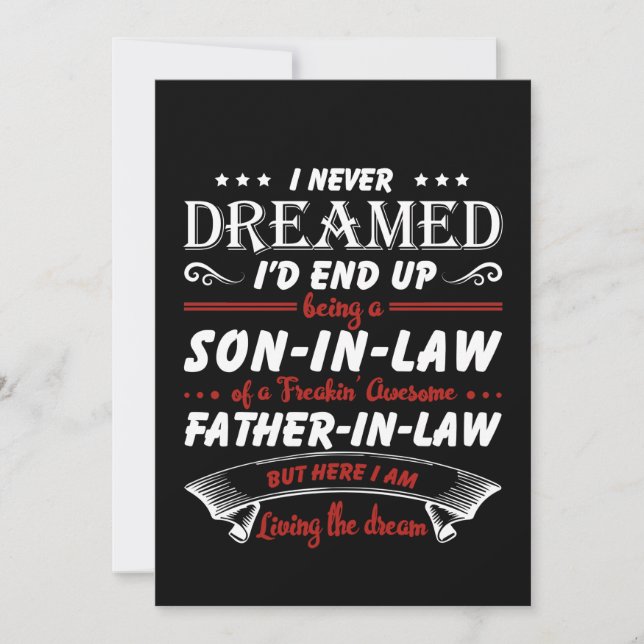 Sluta Aldrig Som Svärson & Svärfar Tack Kort (Framsida)