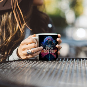 Sluta aldrig testa Snyggten Modern Black Mugg
