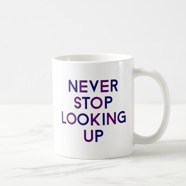 Sluta aldrig Tittar upp. Kaffemugg (Höger)