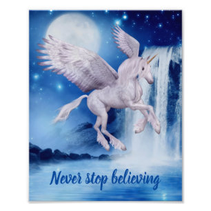 Sluta aldrig tro på att flyga Unicorn Waterfall Fototryck
