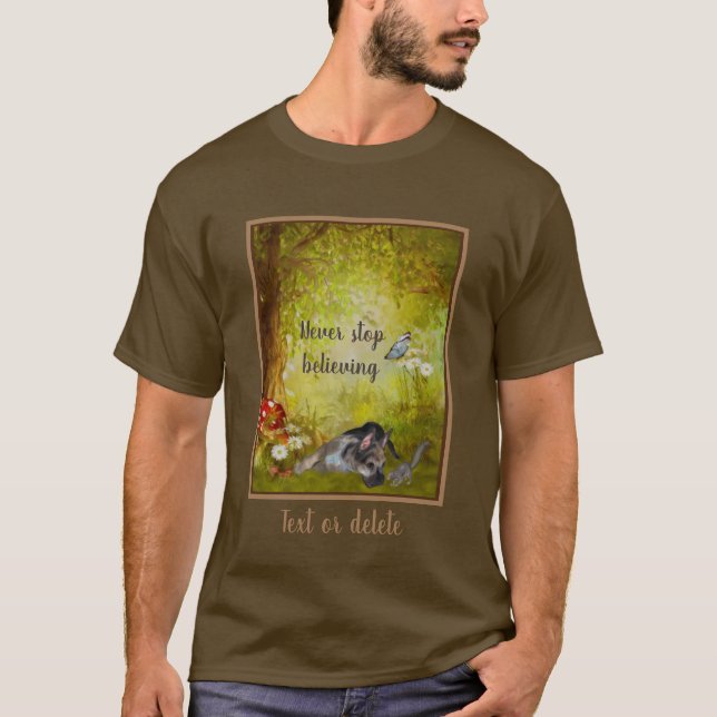 Sluta aldrig tro på Sjepherd Puppy-inspirationen T Shirt (Framsida)