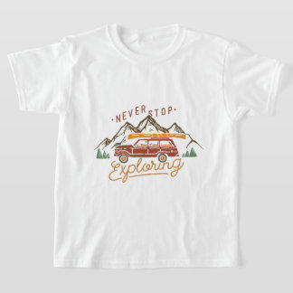 Sluta aldrig utforska t shirt