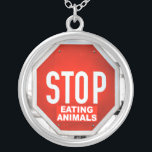 Sluta äta djur Vegetarian Vegan Silverpläterat Halsband<br><div class="desc">Sluta äta djurens Perfekt för den djurälskande Vegan eller Vegetarian i ditt liv.</div>