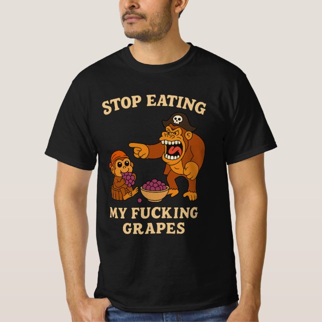 Sluta äta mina j*vla vindruvor Meme Monkey gaming  T Shirt (Framsida)