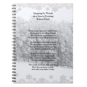 Sluta av Skogen Snowy Evening Robert Frost Dikt Anteckningsbok