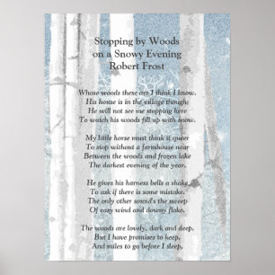 Sluta av Skogen Snowy Evening Robert Frost Dikt Poster